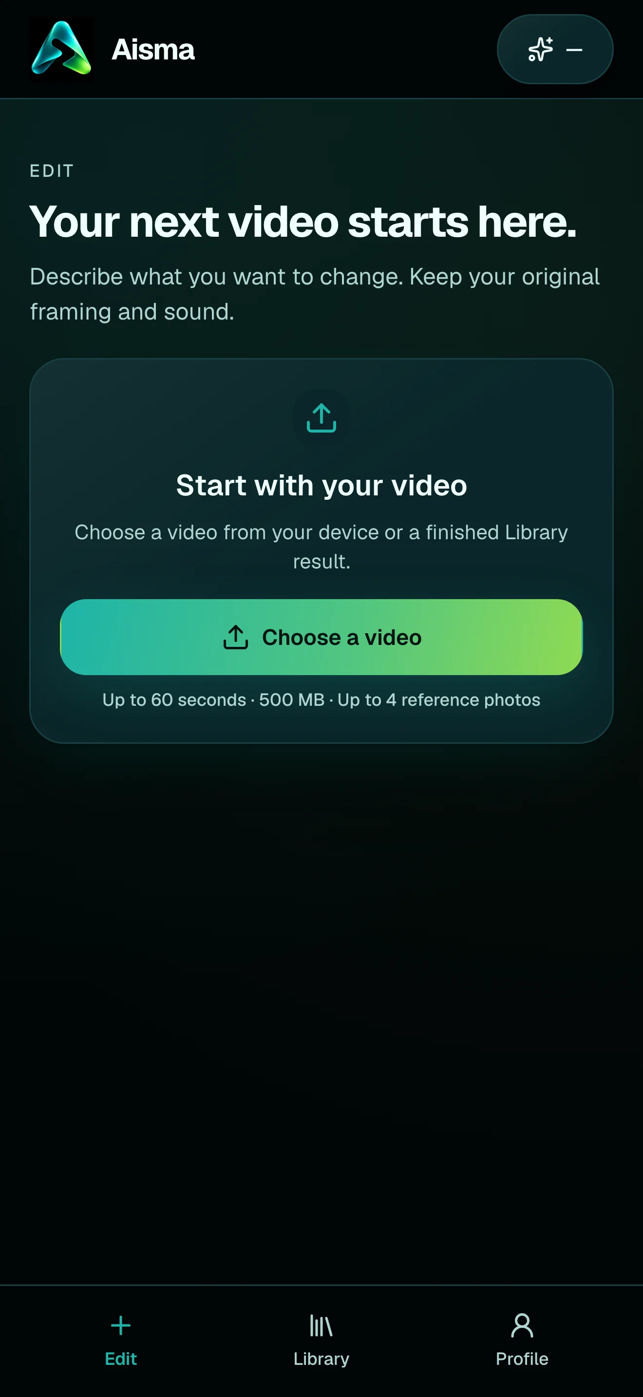 The actual Choose a video action in Aisma