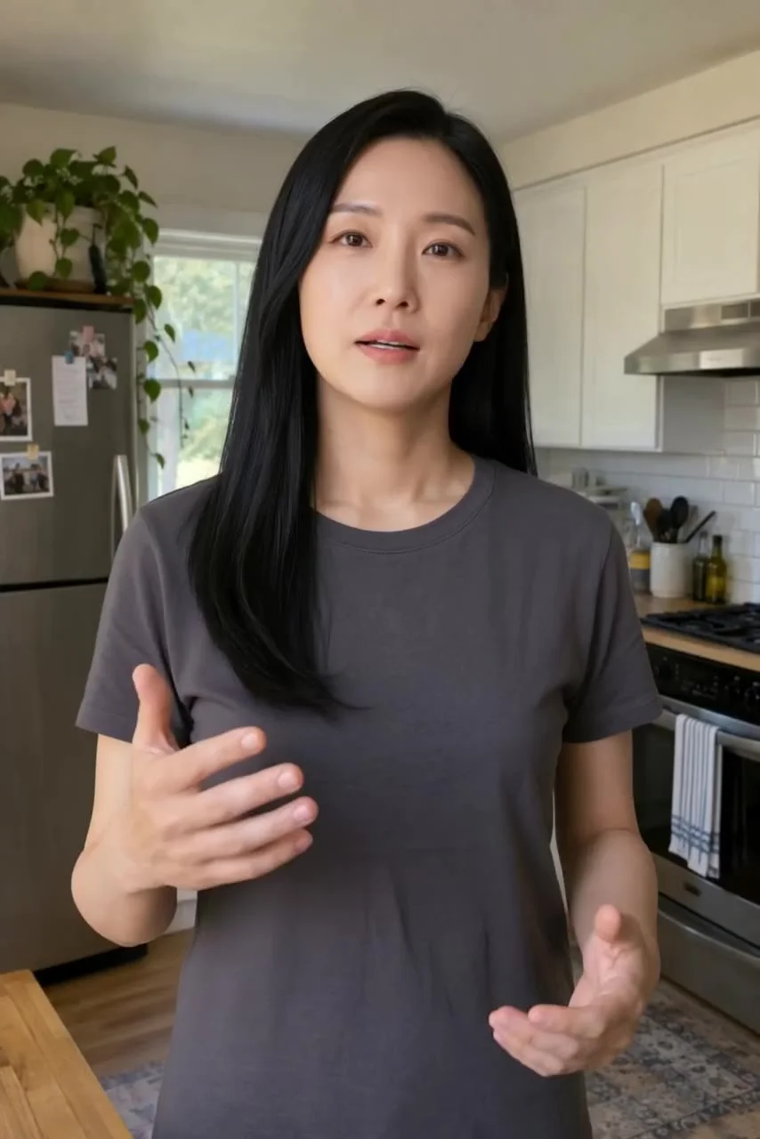Actual Aisma result: The same explanation performed by a fictional East Asian woman about 32.