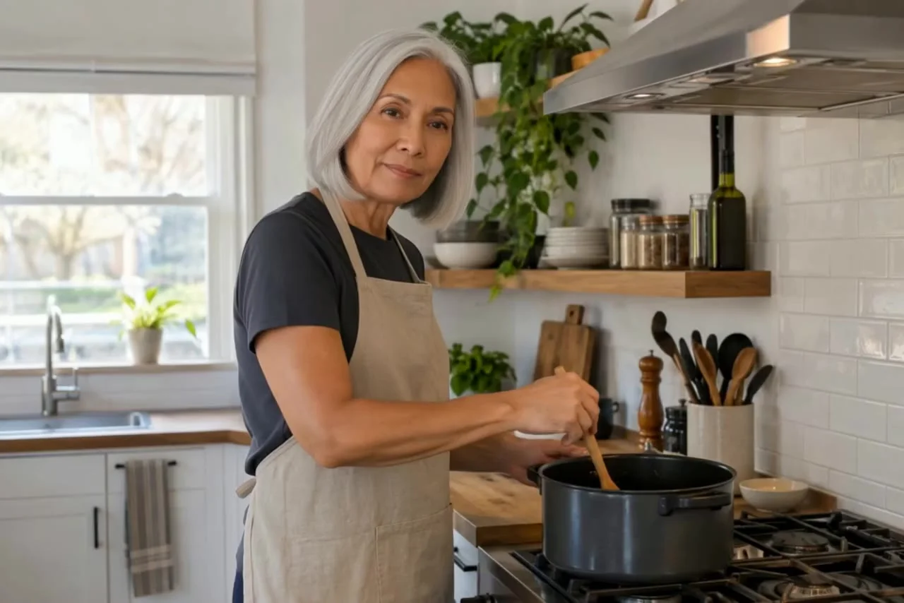 Actual Aisma result: The same stir performed by a fictional woman about 60 with a silver bob.