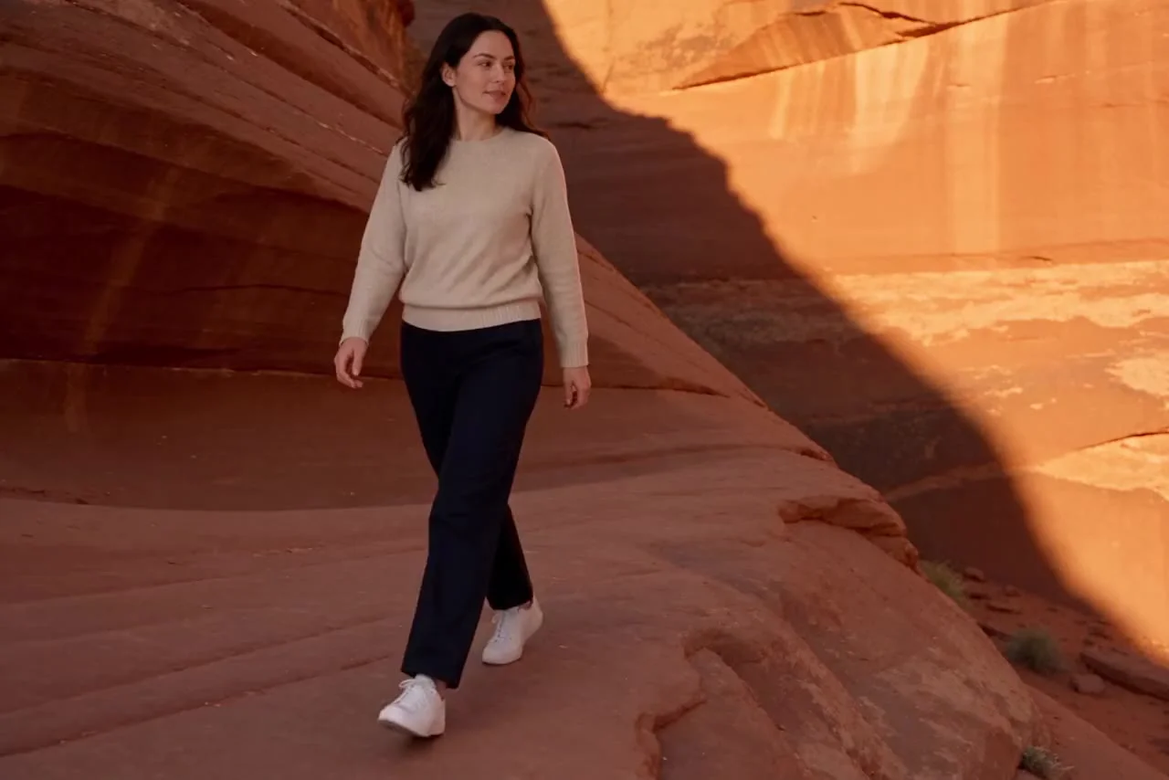 Actual Aisma result: The same walk through a red sandstone canyon at golden hour.