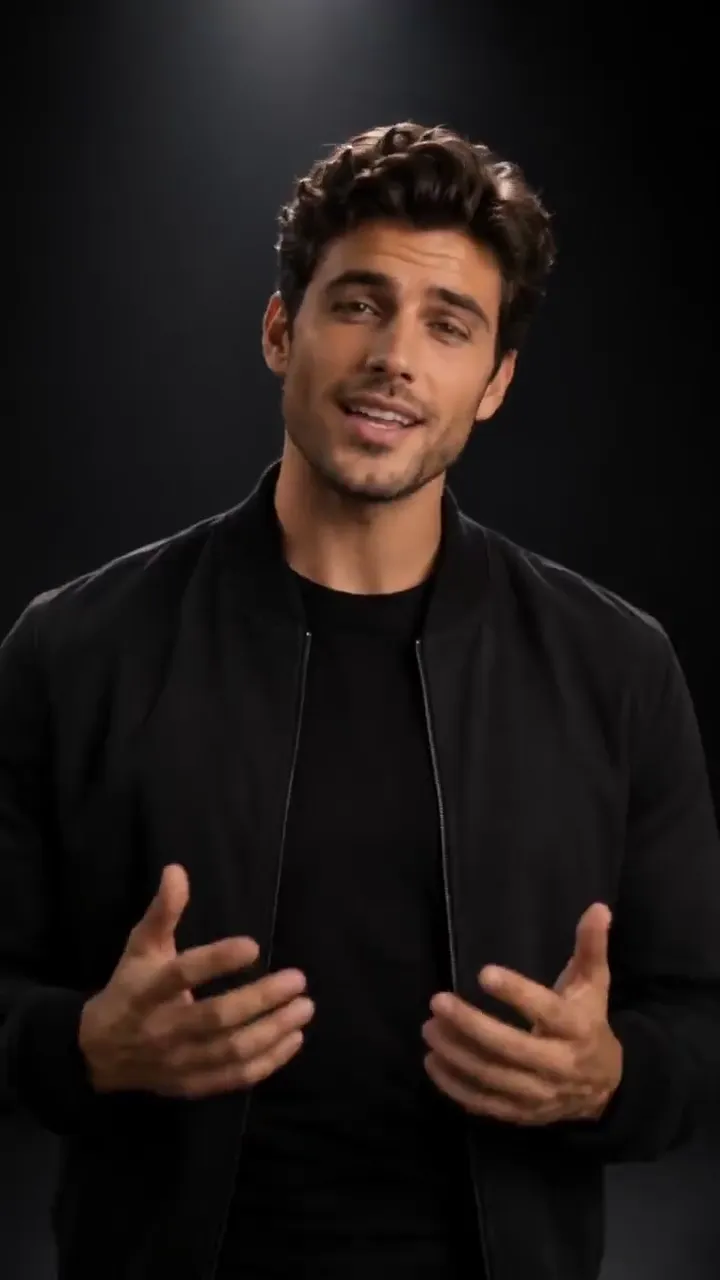 Vertical short: a man in a black jacket talks straight to camera
