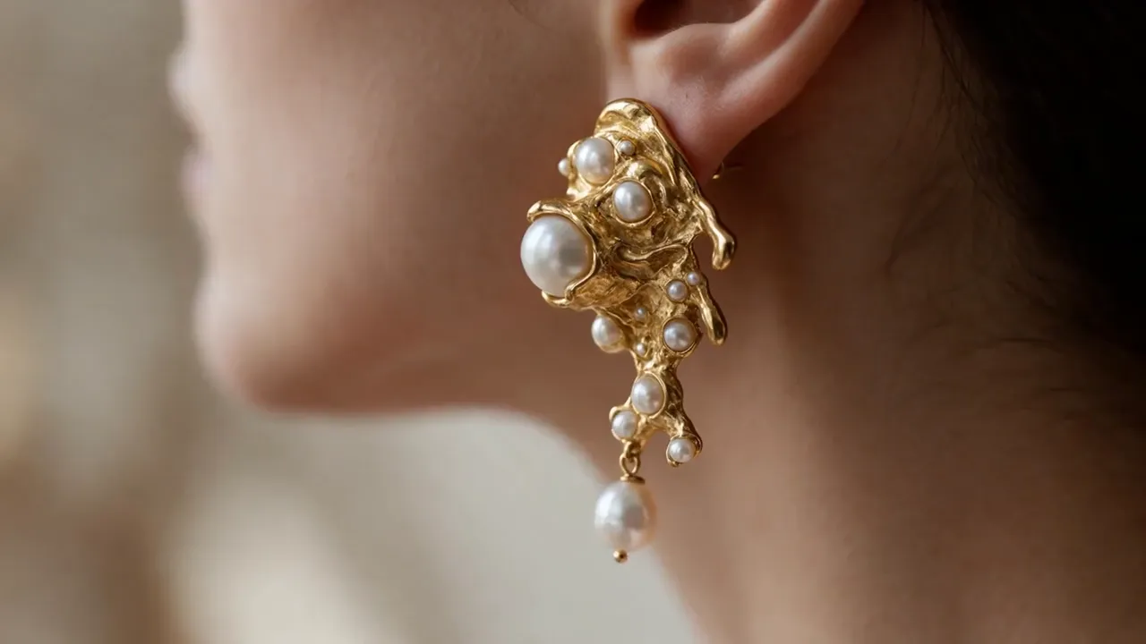 Image to video: a pearl earring sways as she turns her head