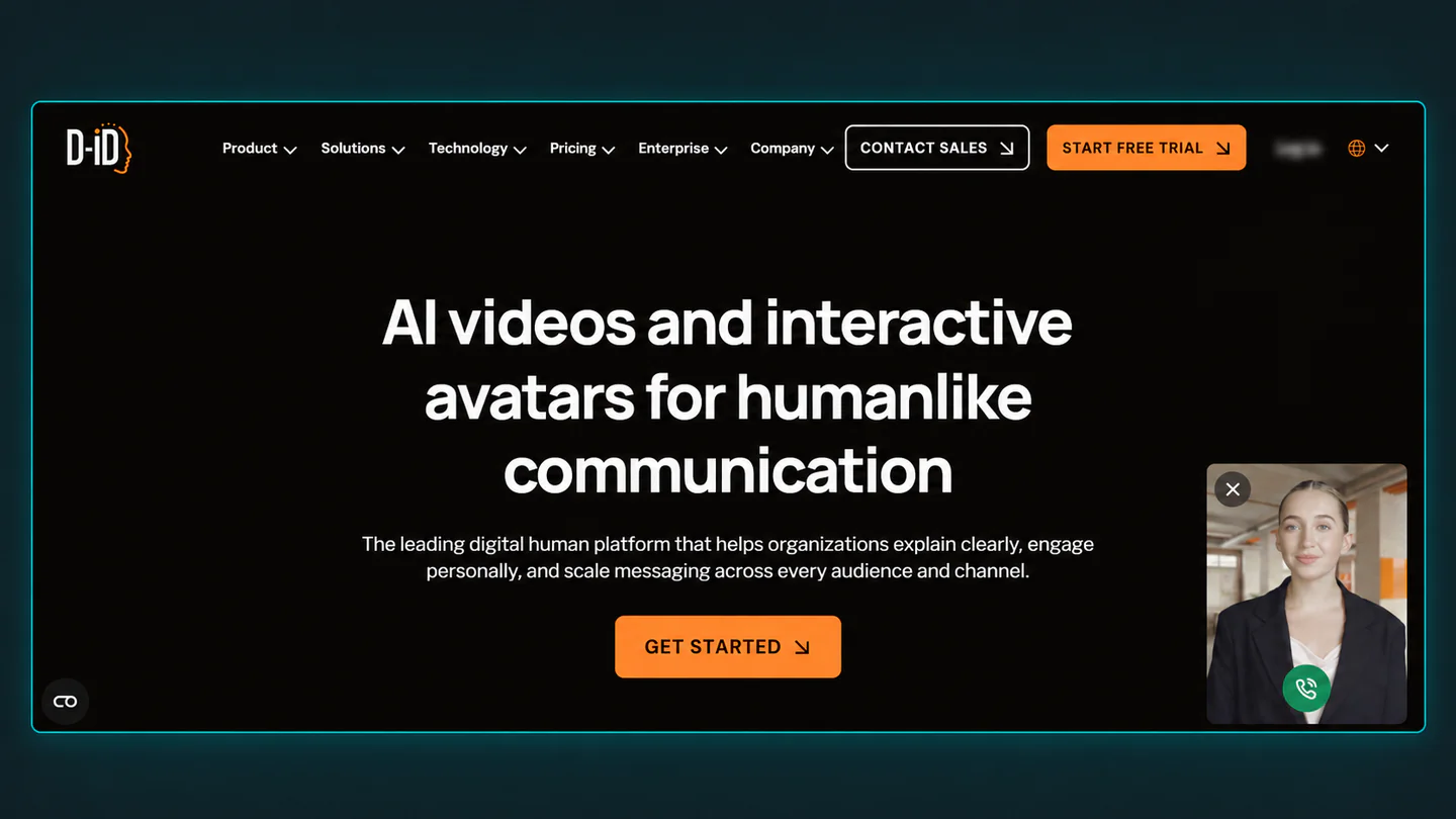 D-ID AI video and interactive avatar homepage