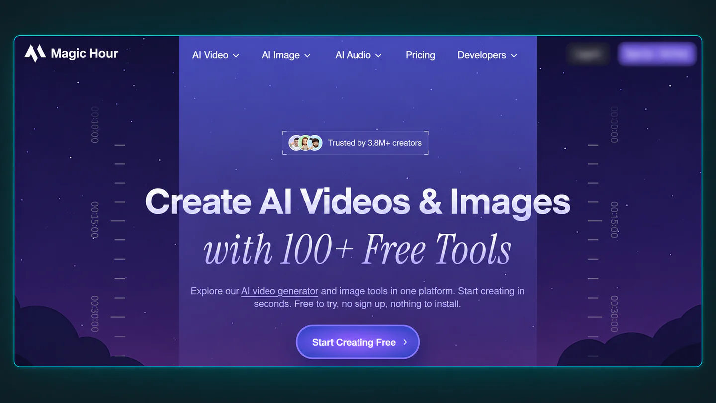 Magic Hour AI video and image creation homepage