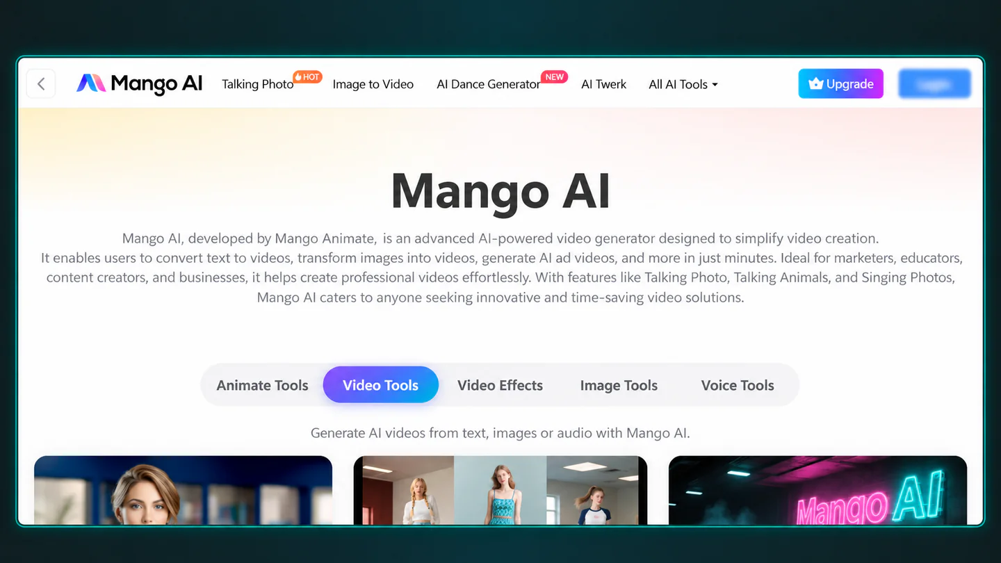 Mango AI talking photo and video tools
