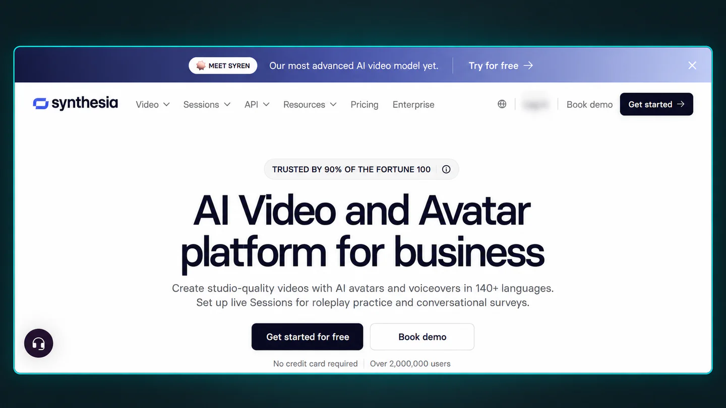 Synthesia AI video and avatar platform homepage