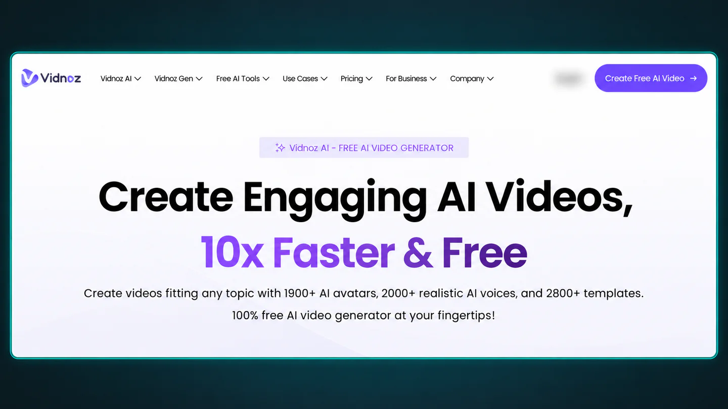 Vidnoz AI video generator homepage