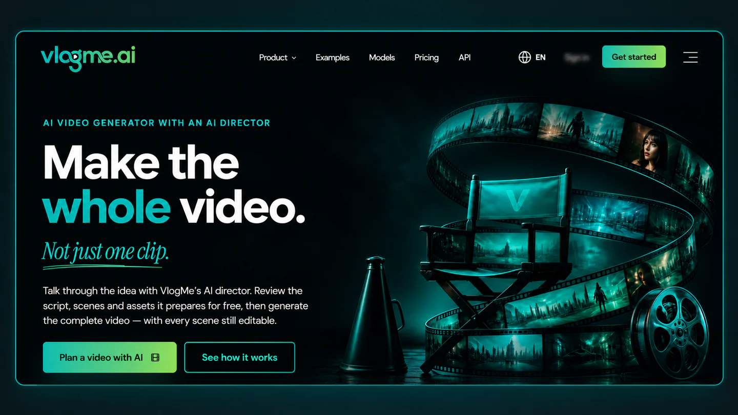 VlogMe AI video generator homepage